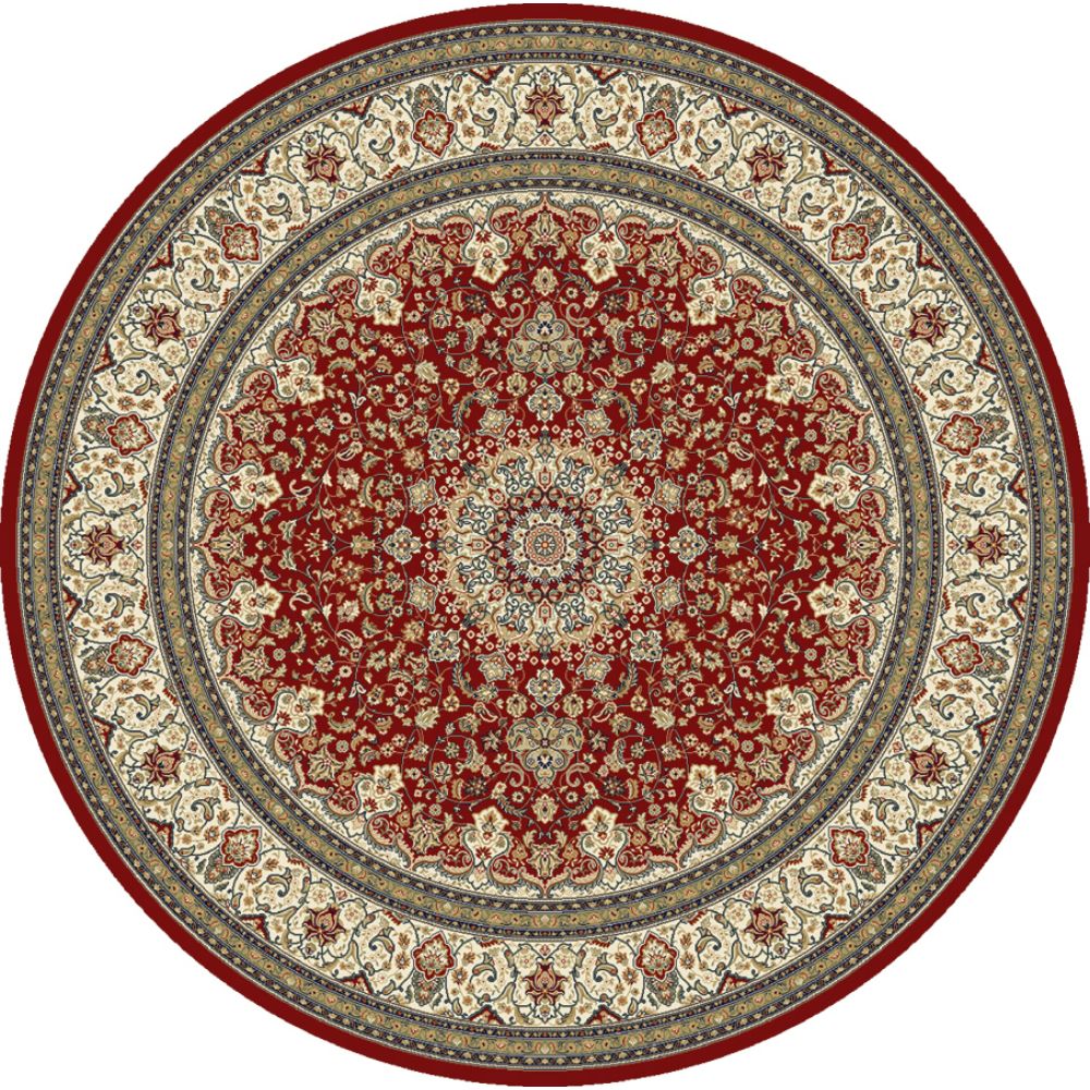 Dynamic Rugs 57119-1414 Ancient Garden 5.3 Ft. X 5.3 Ft. Round Rug in Red/Ivory
